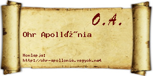 Ohr Apollónia névjegykártya